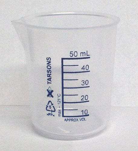 PLASTIC POLYPROPYLENE PP MEASURING BEAKER 50ML LABORATORY KITCHEN
