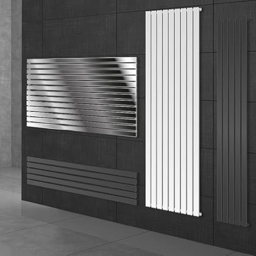 ECD Germany Radiateur Stella Non Électrique - 480 x 1600 mm - Blanc - Connexion Central - sans Kit de Raccordement - Design Panneau Plat - avec Kit Montage Mural - Sèche-Serviettes Salle de Bain