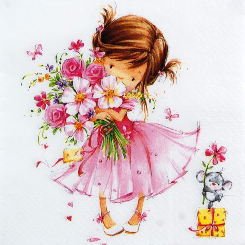 Home Fashion Lunch Napkin Little Princess 33X33 Cm, Multi-Colour, One Size
