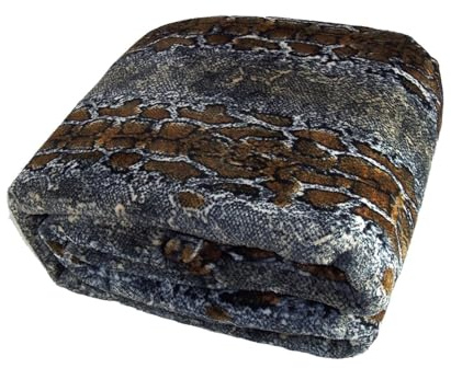 Home Soft Things Animal Safari Style Flannel Fleece Bed Blanket, Twin(60 in x 90 in) Chocolate White Snake, Soft Lightweight Warm Reversible Comfy Fuzzy Printed Blanket for Couch Bed All Seasons