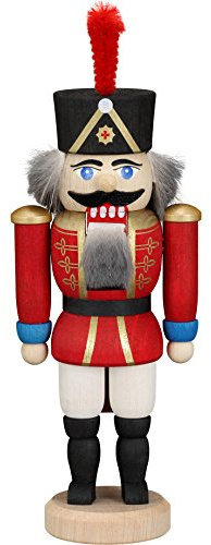 Nötknäpparen Hussar röd, 15 cm hög, original Erzgebirge av Seiffener Volkskunst SV 11402/1