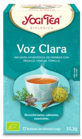 Yogi Tea, Voz Clara - Infusión Ayurvédica con Regaliz, Hinojo y Tomillo - Sin cafeína - 17 bolsitas (30,6g)