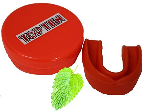 TOP Ten® ZAHNSCHUTZ Mint Farbe ORANGE für SR JR, mit Hygiene Box Dose, CE,