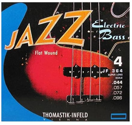 Thomastik-Infeld JF364 Bass Guitar Strings: Jazz Flat Wounds 4-String Super Long Scale Set; P. Nickel Flats G, D, A, E Set