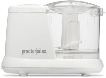 Proctor Silex Durable Electric Vegetable Chopper & Mini Food Processor for Chopping, Puree & Emulsify, 1.5 Cup, White