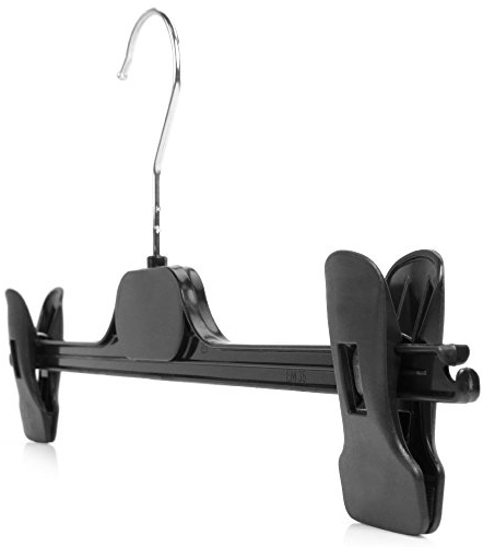Hangerworld - 10 Black Plastic Trouser & Skirt Adjustable Clip Hangers – 35cm