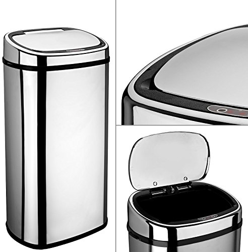 Dihl 68L Origin Automatic Motion Sensor Kitchen Waste Bin, Silver with Chrome Plated Lid, Touchless Hands Free Dust Bin, Stainless Steel, 68 Litre Capacity