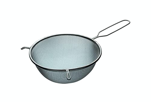 KitchenCraft Large Sieve with Handle 20cm, Tin-Coated Metal, for Baking and Cooking, Silver