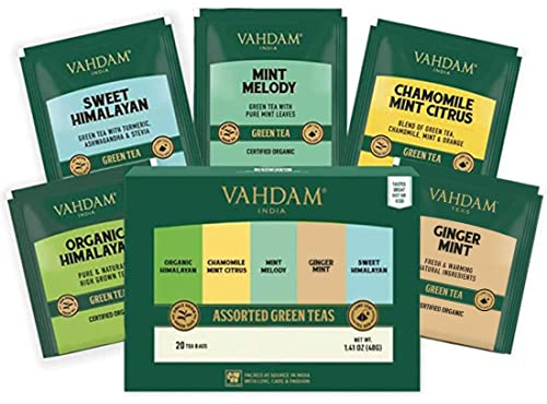 VAHDAM, Assortiment De Thé Vert - Coffret Cadeau De Thé (5 Saveurs, 20 Sachets De Thé) Infusion De Thé Avec Mélanges De Thé Vert | Cadeaux De Pour Lui/Elle 2025