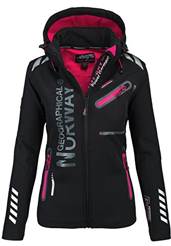 Geographical Norway Damen Softshell Funktions Outdoor Regen Jacke Sport (S, Schwarz)