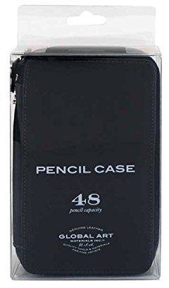 Speedball Art Products Genuine Leather Storage Case for Pencils, Markers, Pens and Art Supplies, Holds Up to 120 Standard Pencils, Black