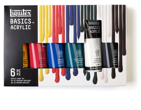 Liquitex Basics Acrylic Paint Set, 6 x 118ml (4-oz) Tube Paint Set