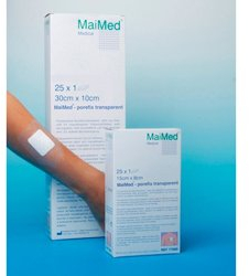 MaiMed porefix Pflaster wasserfest 30 x 10 cm - 25 Stück Wundpflaster steril transparent - wasserdichtes Pflaster nach OP Duschpflaster - selbstklebender Verband