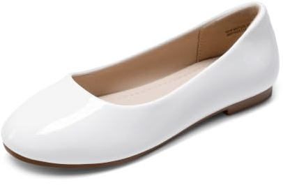 DREAM PAIRS Ballerine Bambina Slip-on Eleganti,Bianco/Pat,30