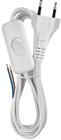EMOS Netzkabel/ Stromkabel/ Ersatzkabel/ Anschlusskabel mit Schalter, 3 M, Euro Stecker, für Leuchten, Lampen, Leuchtmittel