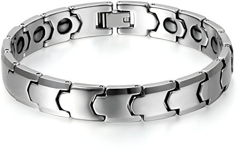 JewelryWe Bracciale magnetico Regolabile da Uomo Donna Braccialetto a Link Elegant Salute in Acciaio Inossidabile