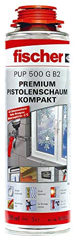 fischer Pistolenschaum PUP 500, Montageschaum für Verfüllung, Dämmung & Isolierung, Bauschaum für Schaumpistolen, in einer kompakten Dose, 500 ml