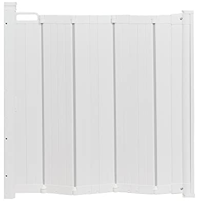 BabyDan - Guard Me Auto Retractable Stair Gate, 55-89 cm width, One-Hand Operation Safety Gate, Child and Pet Gate, White, Made in Denmark