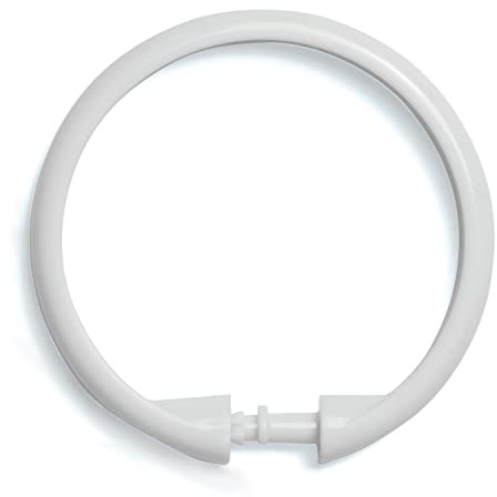 Kenney KN61217 Rust-Proof Smooth Plastic Shower Curtain Rings for Shower Curtain and Standard Shower Curtain Rod, Bathroom Use, Easy to Snap Closure, Easy to Install, Set of 12, White