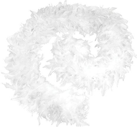 White Feather Boa, (80 grams) Pack of 1 - Stunning Accessory, Perfect for Parties, Weddings, Carnival, Fashion, Costume Events, & More Halloween