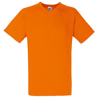 Fruit of the Loom Mens Valueweight V-Neck, Short Sleeve T-Shirt (XL) (Orange)