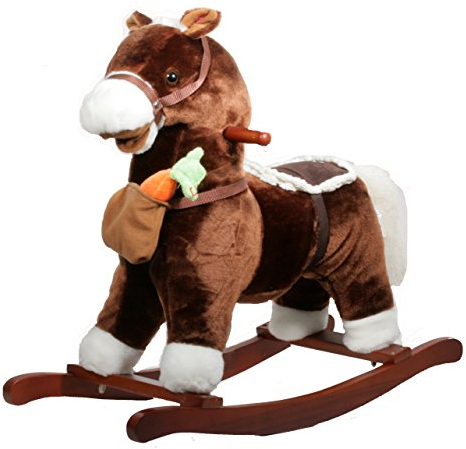 Schaukelpferd mit Magnetkarotte Dunkelbraun