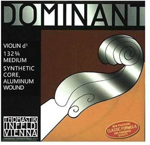Thomastik-Infeld Dominant cuerda de violín Re 3/4 – cuerda individual (132 3/4), núcleo sintético, entorchado de aluminio, tensión media