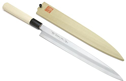 Yoshihiro Shiroko High Carbon Steel Kasumi Yanagi Magnolia Handle Sushi Sashimi Chef Knife (9.5 (240mm))