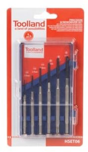 Toolland Juego de destornillador de precisión, mango de 6 piezas, cruzado/plano, anti-deslizamiento
