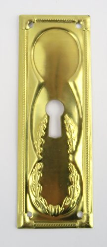 Clever-Deko Beschlag Messing Schlüsselloch Rosette Schrank Schublade Schranktür Jugendstil 95x33 mm Gold