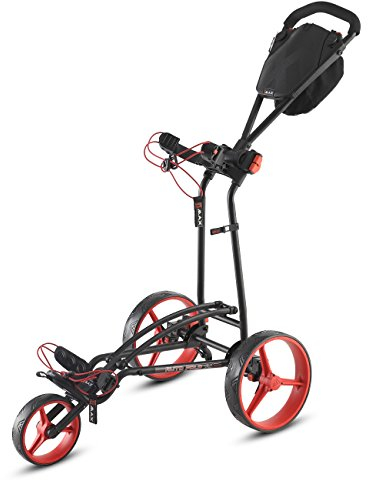 BIG MAX AUTOFOLD FF 2016 Golf Trolley 3-Rad Schiebetrolley (Schwarz/Rot)