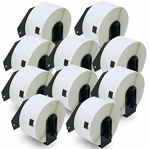 BETCKEY - 10 Rouleaux DK-11208 Grandes Étiquettes d'Adresse Compatible avec Brother, 38mm x 90mm, 4000 Étiquettes pour Imprimantes d'Étiquettes QL Brother