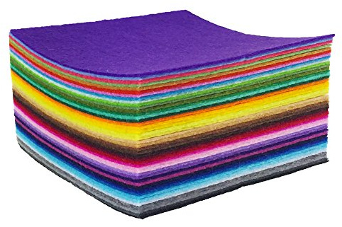 flic-flac 44PCS Assorted Color Felt Fabric Sheets Patchwork Sewing DIY Craft 1mm Thick (20 x 20 cm)