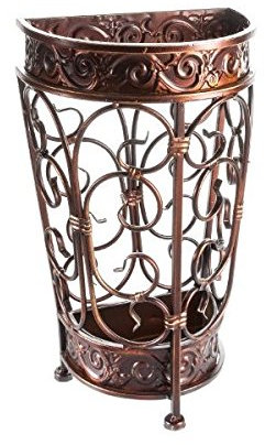 Brelso Super Quality Umbrella Stand, Umbrella Holder, Antique Look Metal, Entry Hallway Décor, Wallside Style, w/Removable Drip Tray (Mahogany)