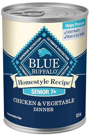 Blue Buffalo Homestyle Recipe Senior Wet Dog Food, Made with Natural Ingredients, Chicken Dinner with Garden Vegetables, 12.5-oz Cans (12 Count)