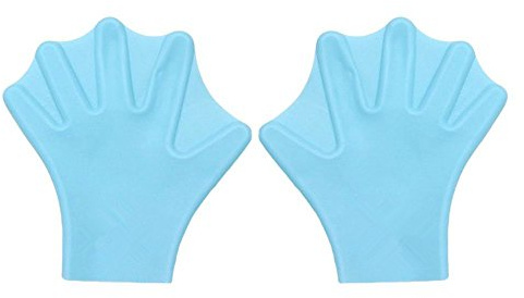 Kangkang @ Swimmers Web - Guantes de buceo con palmas de pato de imitación, guantes de silicona para natación para niños (azul, S)