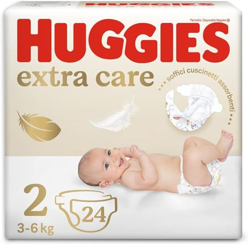 Huggies Extra Care Pañales para Recién Nacido con Diseños Disney Talla 2 (3-6 kg), Materiales Suaves y Delicados, Hipoalergénicos, 24 Pañales