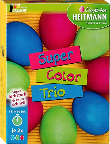 Eierfarben HEITMANN Super Color Trio für weiße und braune Eier, Super farbstark, Extra schnell und einfach anzuwenden