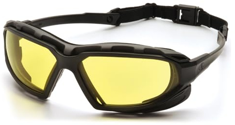 Pyramex Safety Highlander XP Eyewear, Black/Gray Frame, Amber Anti-Fog Lens