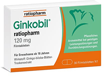 Ginkobil® ratiopharm 120 mg Filmtabletten stärken die Gedächtnisleistung und Konzentrationsleistung* mit dem Extrakt aus Ginkgo biloba, 30 Filmtabletten