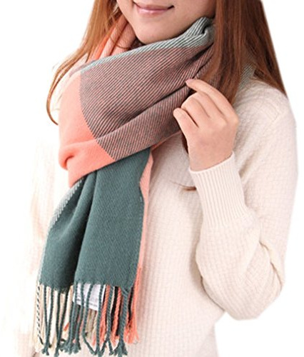 Mocasor Plaid Blanket Scarves for Women, Ladies Fashion Winter Warm Tartan d Long Checked Shawls and Wraps
