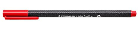 Staedtler triplus fineliner 334 Boite de 10 feutres Pointe 0,3 mm Encre rouge