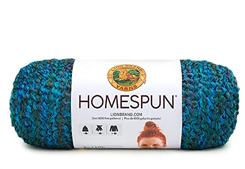 Lion Brand Yarn Company Homespun Yarn-Lagoon, Other, Blue, 12.16 x 25.87 x 12.16 cm