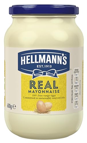 Hellmann's Real Mayonnaise with 100% free-range eggs and sustainably sourced oils for fries, burgers, and salads 600 g