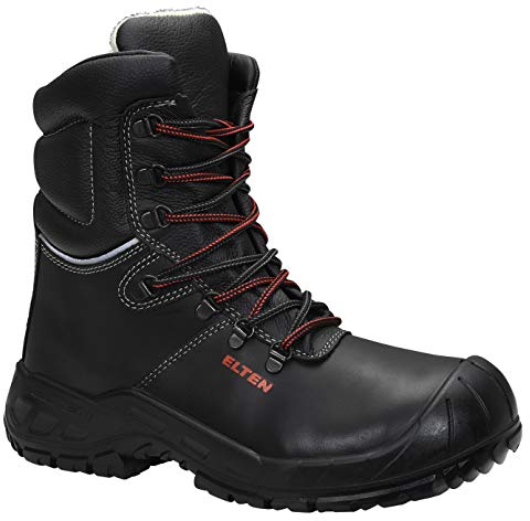 ELTEN Sicherheitsschuhe Renzo Winter S3S CI, Damen und Herren, Leder, Stahlkappe, leicht, robust 43, Schwarz