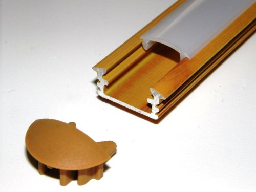 Profilo in alluminio per strisce LED/nastri LED; P1, finitura in legno di pino, copertura opale, set con due tappi terminali; lunghezza: 1 m/100 cm/1000 mm