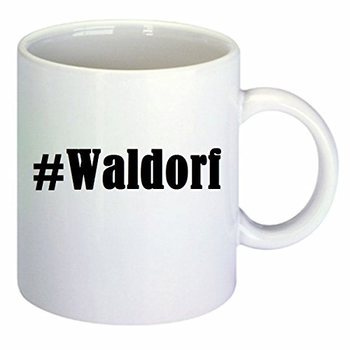 Kaffeetasse #Waldorf Hashtag Raute Keramik Höhe 9,5cm ? 8cm in Weiß