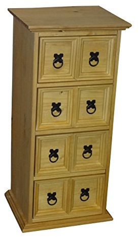 Mercers Furniture Corona CD Storage Tower Unit 4x2 Drawer Chest Media Solid Pine Living Room Office