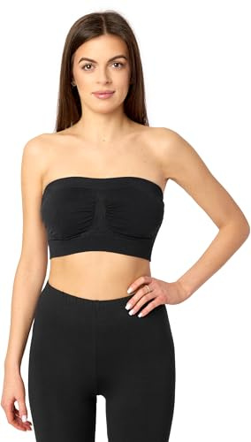 Merry Style Bandeau Top Deportivo Bra Sin Tirantes Ropa Verano Mujer 06 161 (Negro, S-M)
