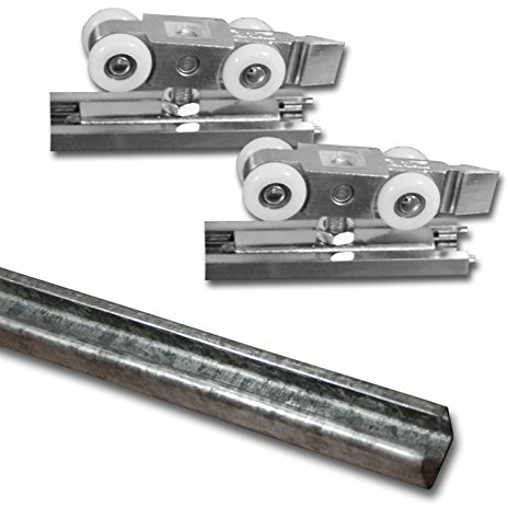 Schiebetür Beschlagset mit Laufwagen/Laufkatze | Wartungsfreie Geräuscharme Laufrollen | 2 Auflaufstopper mit Festhaltefunktion | Laufschiene 300 cm Stahl | Belastbar bis max. 100 kg